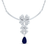1/5CTW-DIA CN 6X4MM PS-BS NAT GEM FASHION FLOWER NECKLACE(18 INCH)